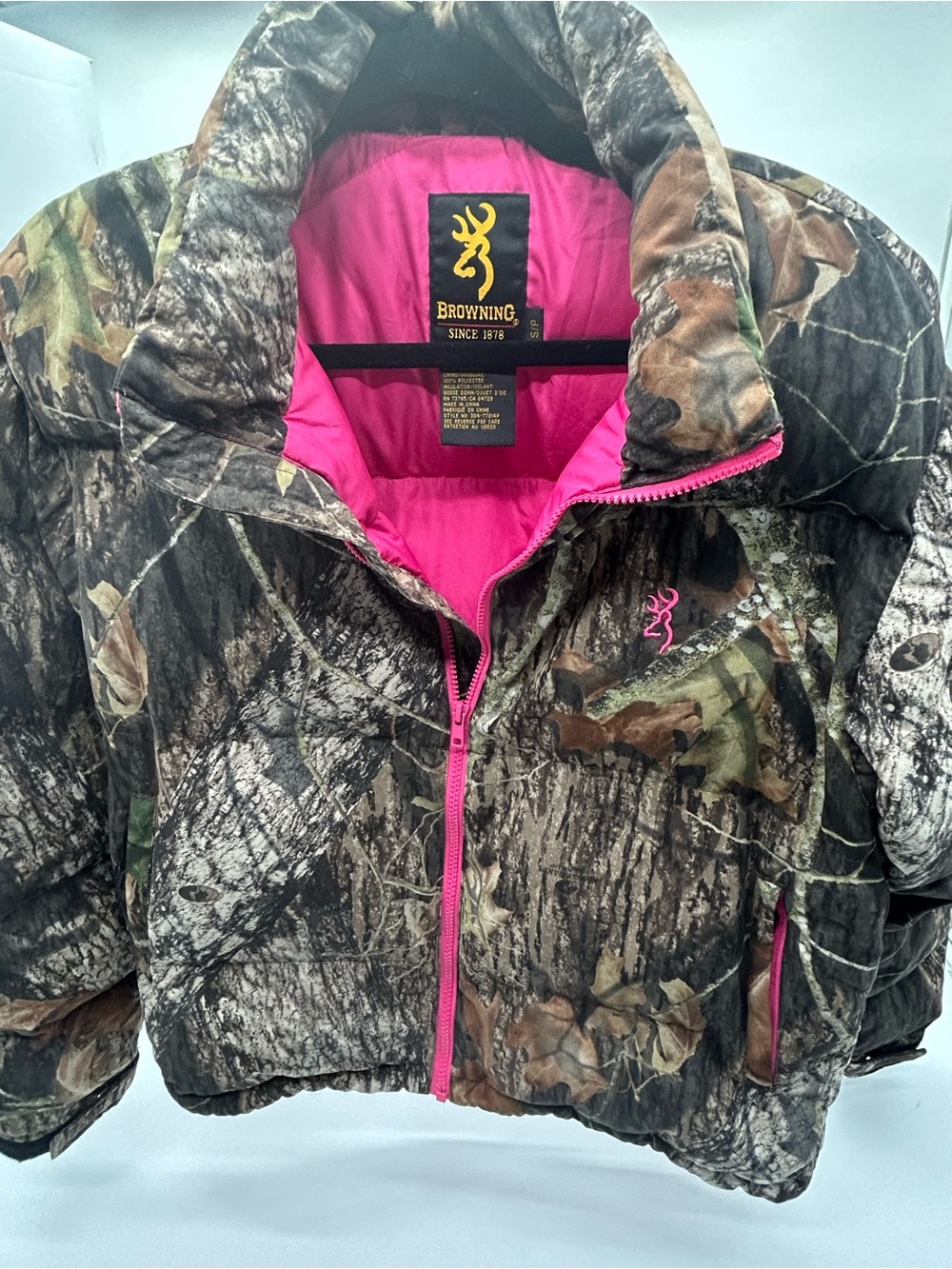Browning Realtree Women’s Camo Puffer Jacket with Pink Lining small /p